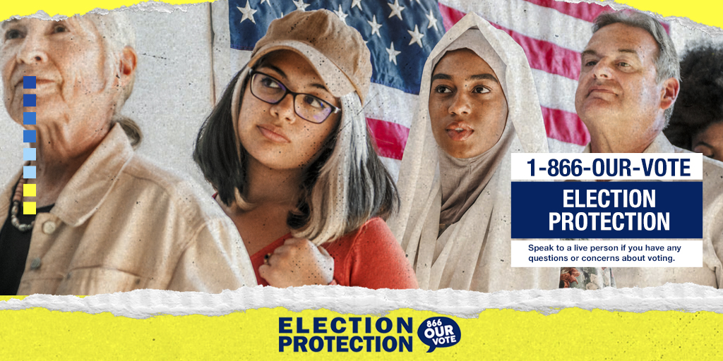 fairerelections's tweet image. Georgia voters, today is Election Day! If you have any problems at your polling location or questions about voting, call or text 866-OUR-VOTE (866-687-8683) to get help from a non-partisan Election Protection volunteer. #DefendingDemocracy #ElectionProtection