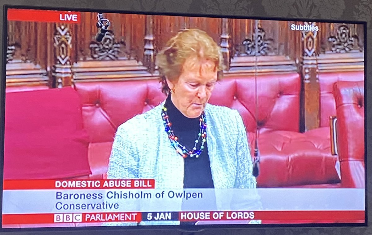 Baroness Chisholm focusing on children and impact of domestic abuse - discussing young people who harm should also be recognised as victims in their own right and we should include community based services - they are vital!  #DABill