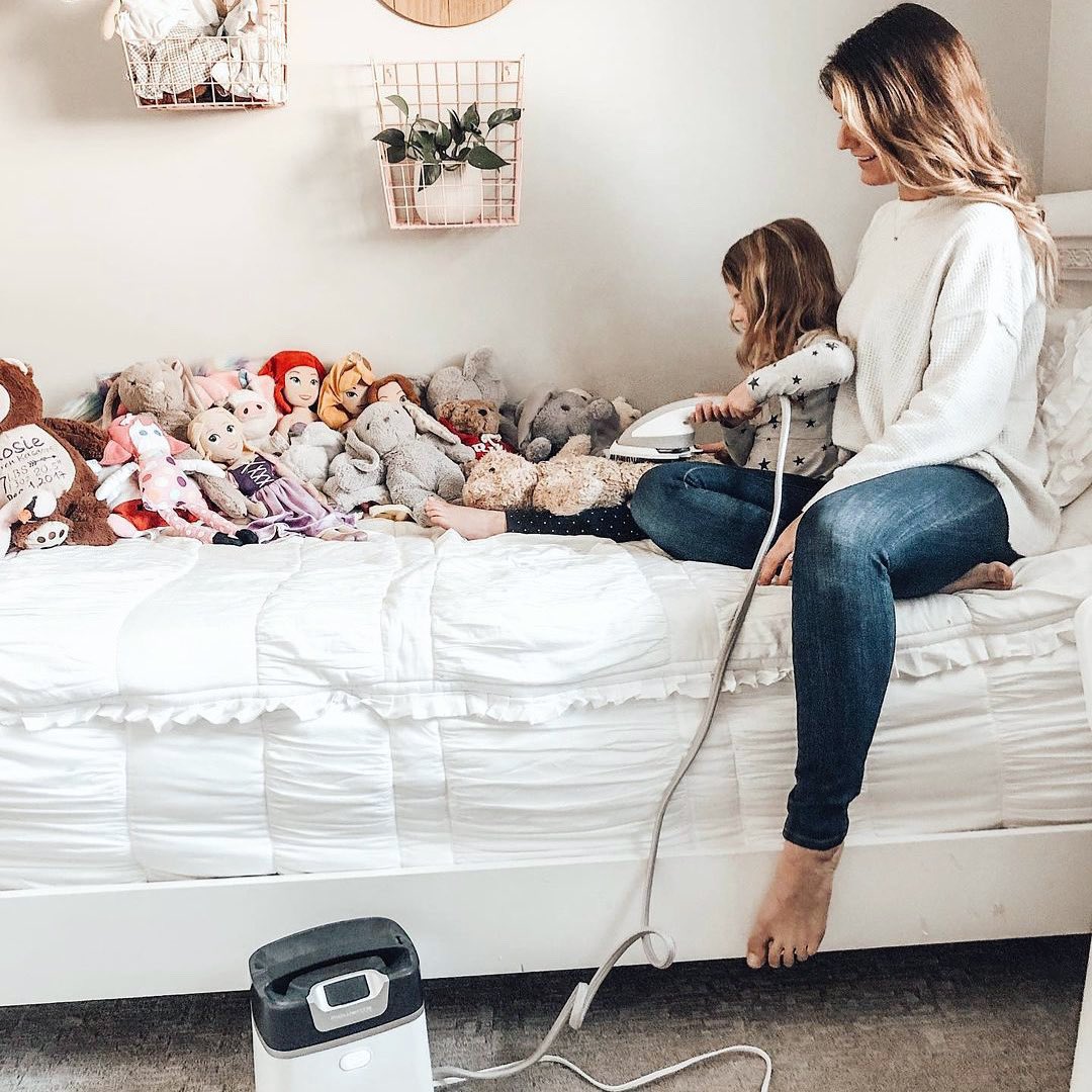 “Now that I know Rowenta's IXEO helps disinfect, I’ve been taking it all over the house. Everly has a new obsession with stuffed animals, and I knew they needed a little cleaning. Her and I steamed all of them with the Rowenta steamer and they’re like new." - <a href="/staceykasdorf/">Stacey Kasdorf</a>