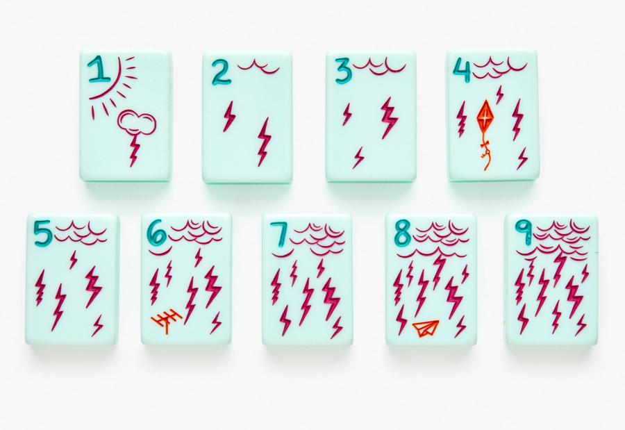 You do actually have to "Say the tile name clearly when discarding." But wtf would you even call these? This is what I mean about their redesign being HARDER to learn. They made new suits for every set. It's like if we were playing poker and suddenly there was an ace of bubbles.