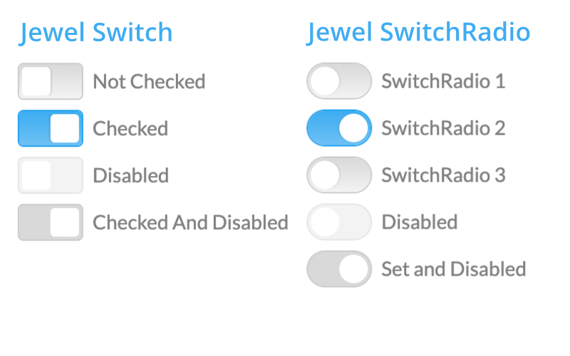 ApacheRoyale's tweet image. Finally we ended up renaming the Jewel SwitchCheckBox to simply "Switch", and SwitchRadioButton to just "SwitchRadio", and making the Switch more square while the radio version is more rounded.