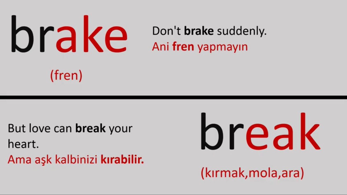İngilizce birbirlerine benzeyen kelimeler ile ilgili videomu you tube sayfamda bulabilirsiniz👇
youtu.be/ZBmin_P9h00