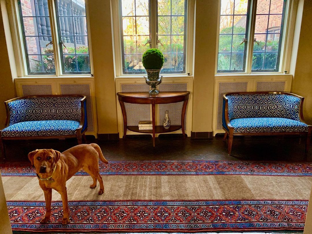 China Seas Aquarius benches. Interior design by Deepdale House LLC.