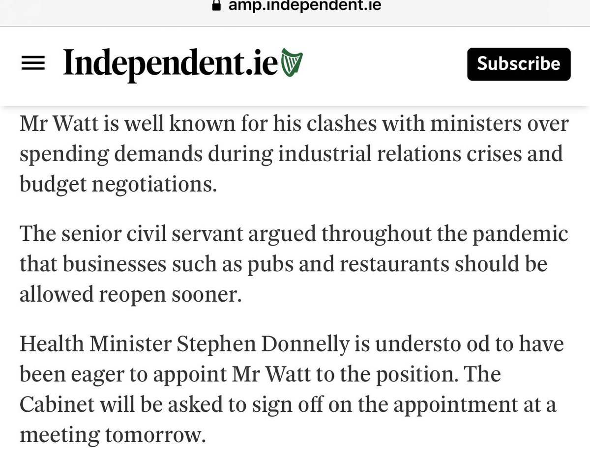 It appear’s the government has learned a lesson, if they put the ‘open the pubs & restaurants’ crew onto NPHET then presumably NPHET will then be less likely to warn against premature openings in future ensuring future ‘no one told us’ claims are more credible