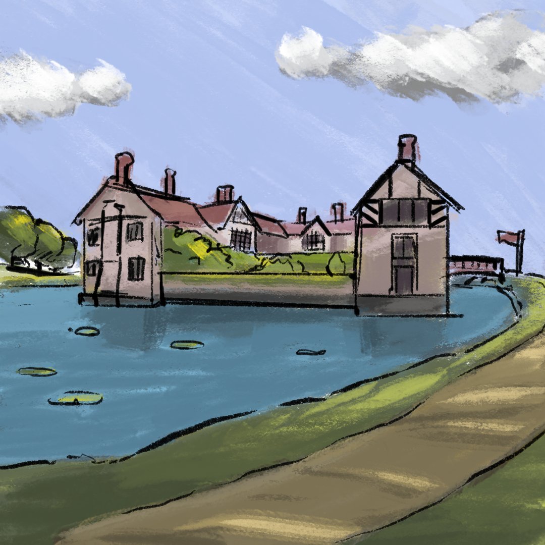 Doodle-a-Day Day 5.Today's Lobster Prompt™ is:MoatYou've heard of cottagecore, now get ready for Manorlore.The Lore: someone fancy lives here, probably.