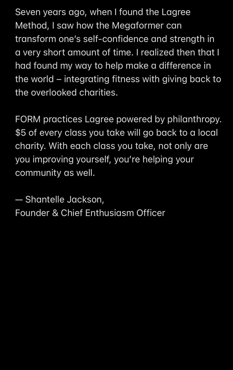 “WHY I CREATED A GIVING BACK FITNESS COMMUNITY” 

FORM gives back $5 each class. Here are a few words from our founder Shantelle in case you didn’t know why...