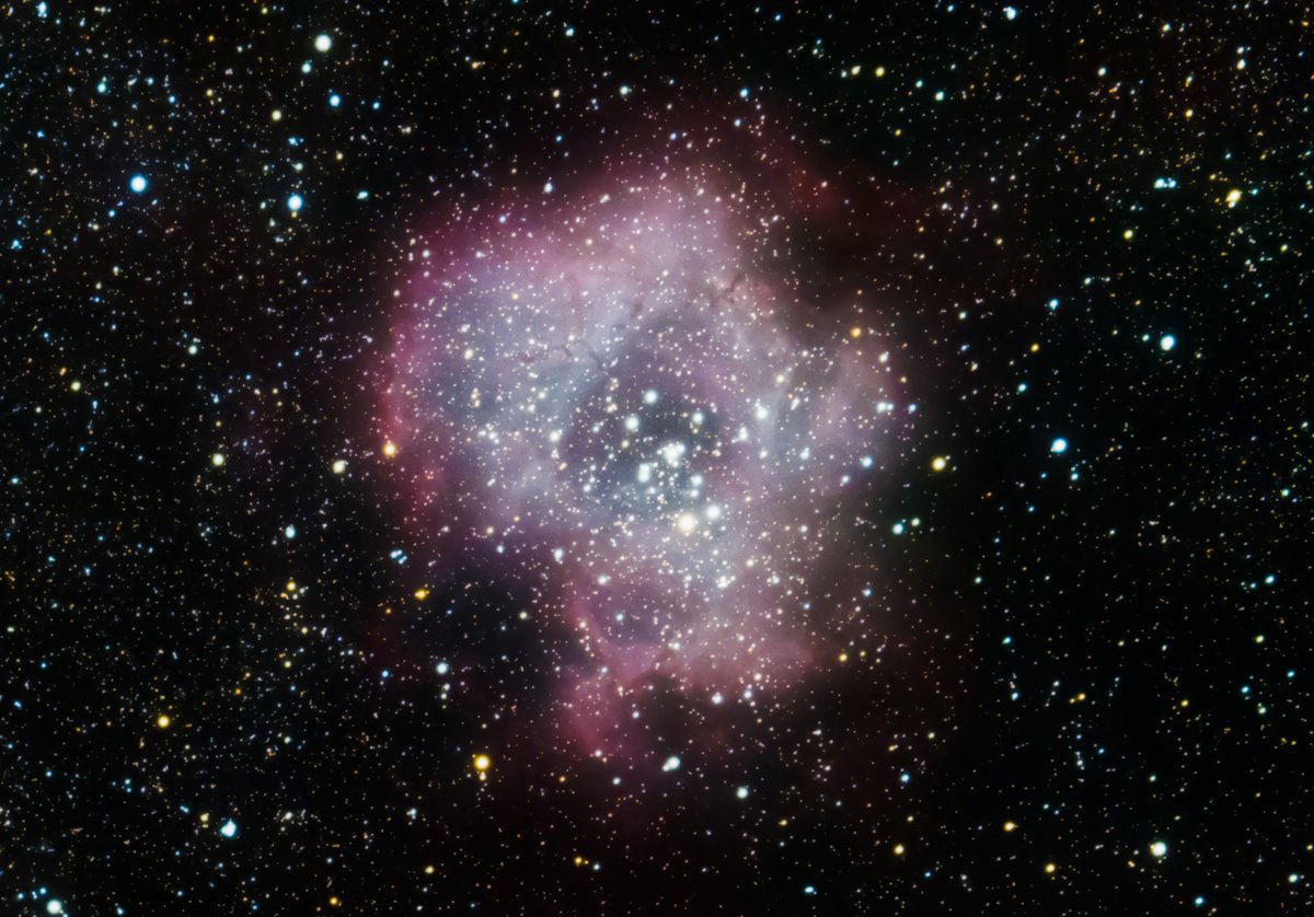 It's been cloudy so I reprocessed the Rosette Nebula from a few months ago.  Just got an L-Enhance filter so I want to try this again with the filter. #Astrophotography #rosettenebula