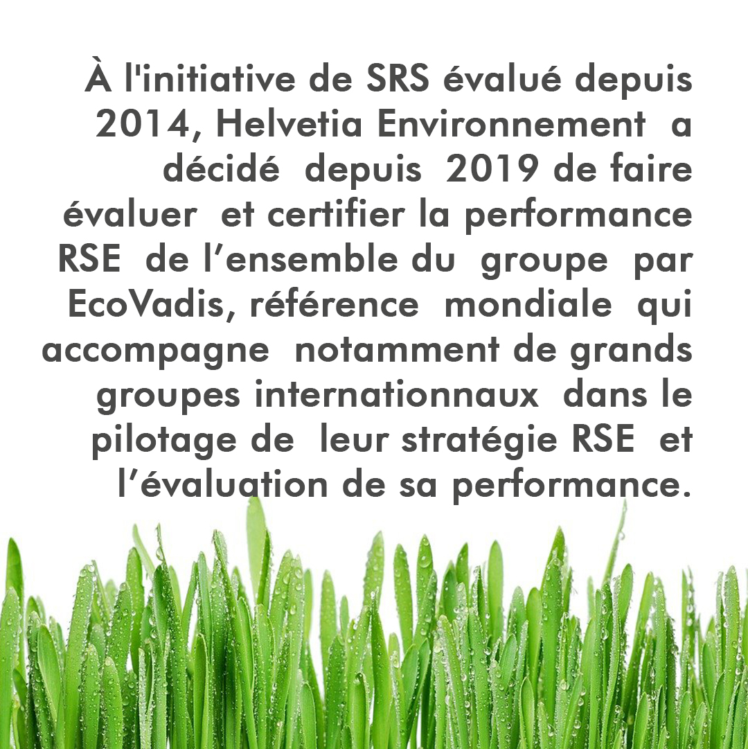 [PERFORMANCE #RSE 2020]  
🥈 Une note équivalente à 63% qui classe notre groupe dans la tranche "Silver"  

🔝 <a href="/HelvetiaENv/">Helvetia Env</a> parmi les 10% des meilleurs scores des entreprises évaluées par <a href="/EcoVadisFR/">EcoVadis France</a> ! 

📊 Des résultats au-dessus de la moyenne du secteur 

+ d'infos 🔽