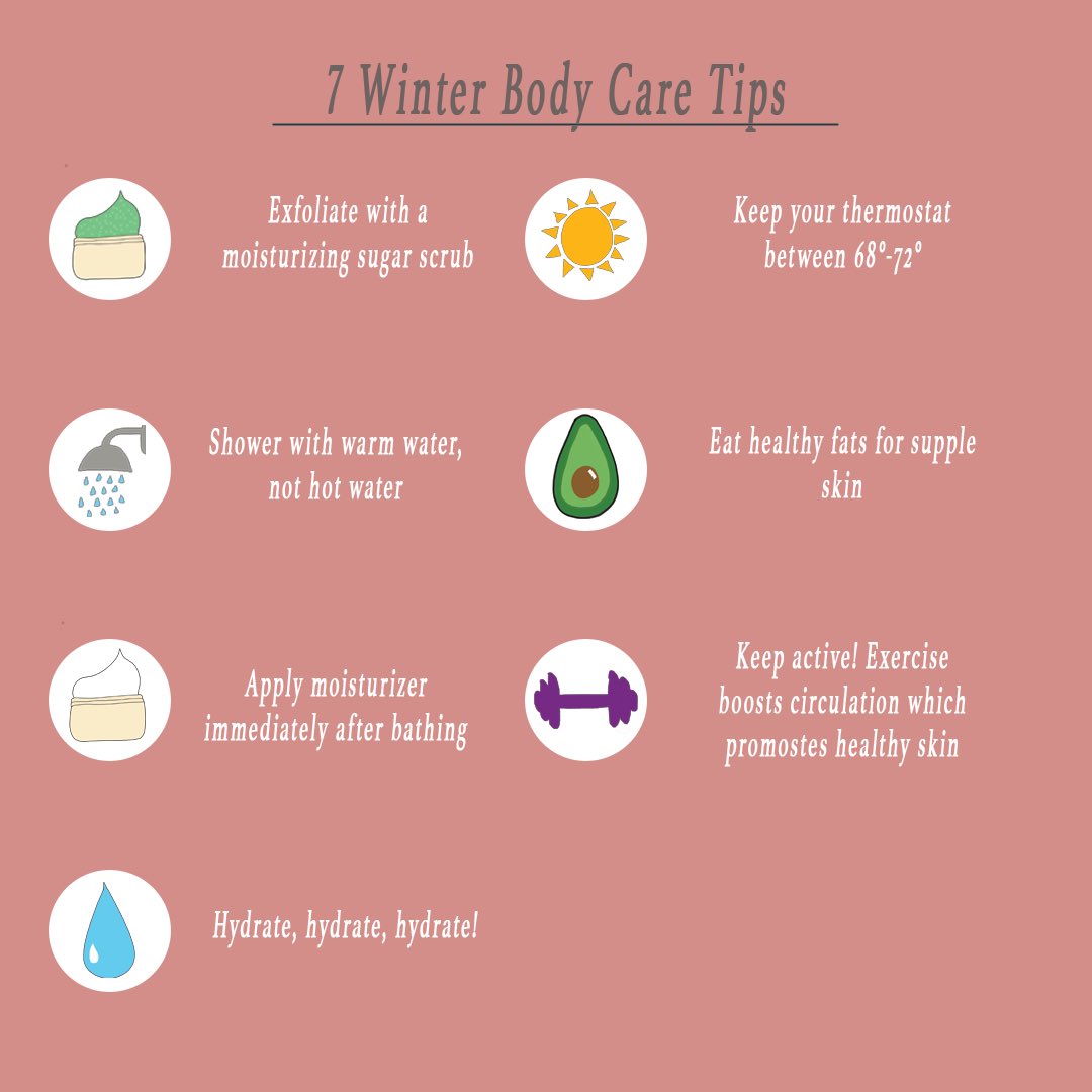 Here's some tips to keep your skin healthy during the harsh winter months!

#Skincare #SkincareHacks #Beauty #Cosmetics #BodyScrub #BodyButter #BodyCream #FoamingScrubs #Organic #Vegan #CrueltyFree #SmallBusiness #BlackOwnedBusiness