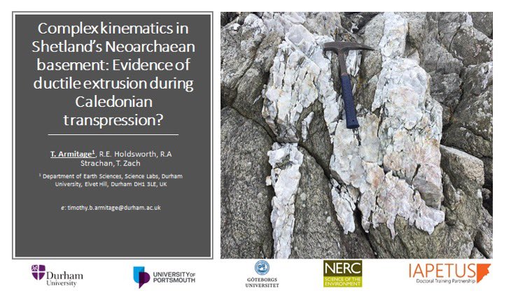 Extrusion of ductile material in transpression zones has been modelled by rarely observed. On Friday, <a href="/TimArmitage2/">Tim Armitage</a> will discuss how extrusion is a kinematic necessity and show an example from Shetland — presenting at #TSG50.