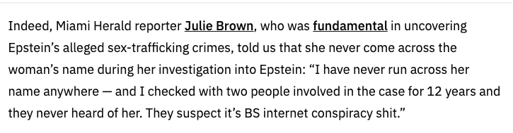 Julie K. Brown, who has done more to expose the corruption surrounding Epstein than any other journalist, dismissed claims about Rachel Chandler as “BS internet conspiracy shit.” https://www.snopes.com/fact-check/young-woman-clinton-epstein/