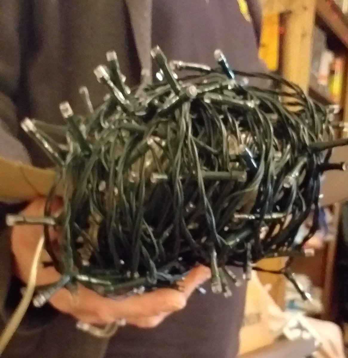 Duke_Silverback's tweet image. Deccies coming down. These are just 2 of the 14 sets of lights we had up in the sitting room. It looks so bare now. 🙁