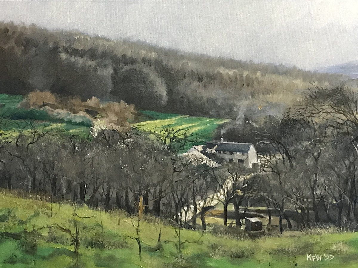 Here is my first oil painting of Ty Rhiw farm. This landscape was my playground as a child.