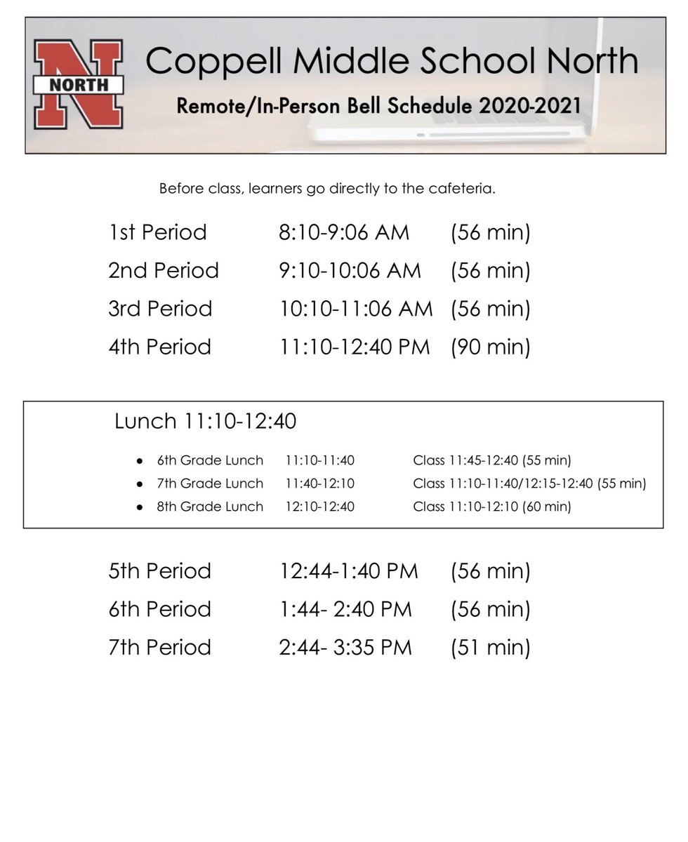 Reminder: NEW BELL Schedule starting on Jan 6th
