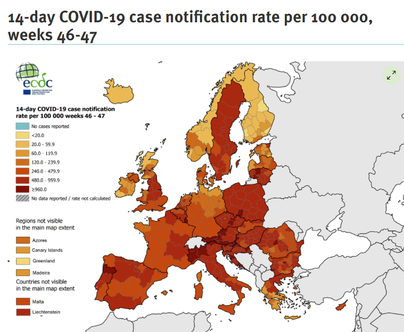 Here's how the situation in Finland and elsewhere in Europe looked like in November.