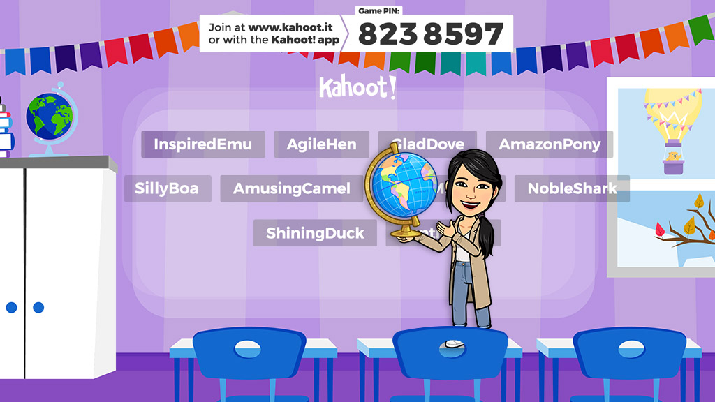 Personalize your virtual classroom with <a href="/Bitmoji/">Bitmoji</a> by linking your Bitmoji to your Kahoot! account⤵️
bit.ly/35FgXbW