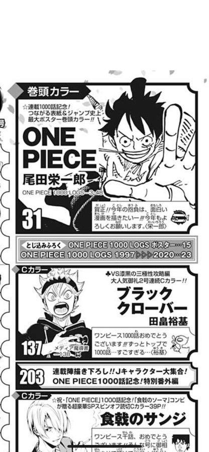 One Piece 1000話が掲載されたジャンプの巻末コメントが凄い事にｗｗｗ えのげ