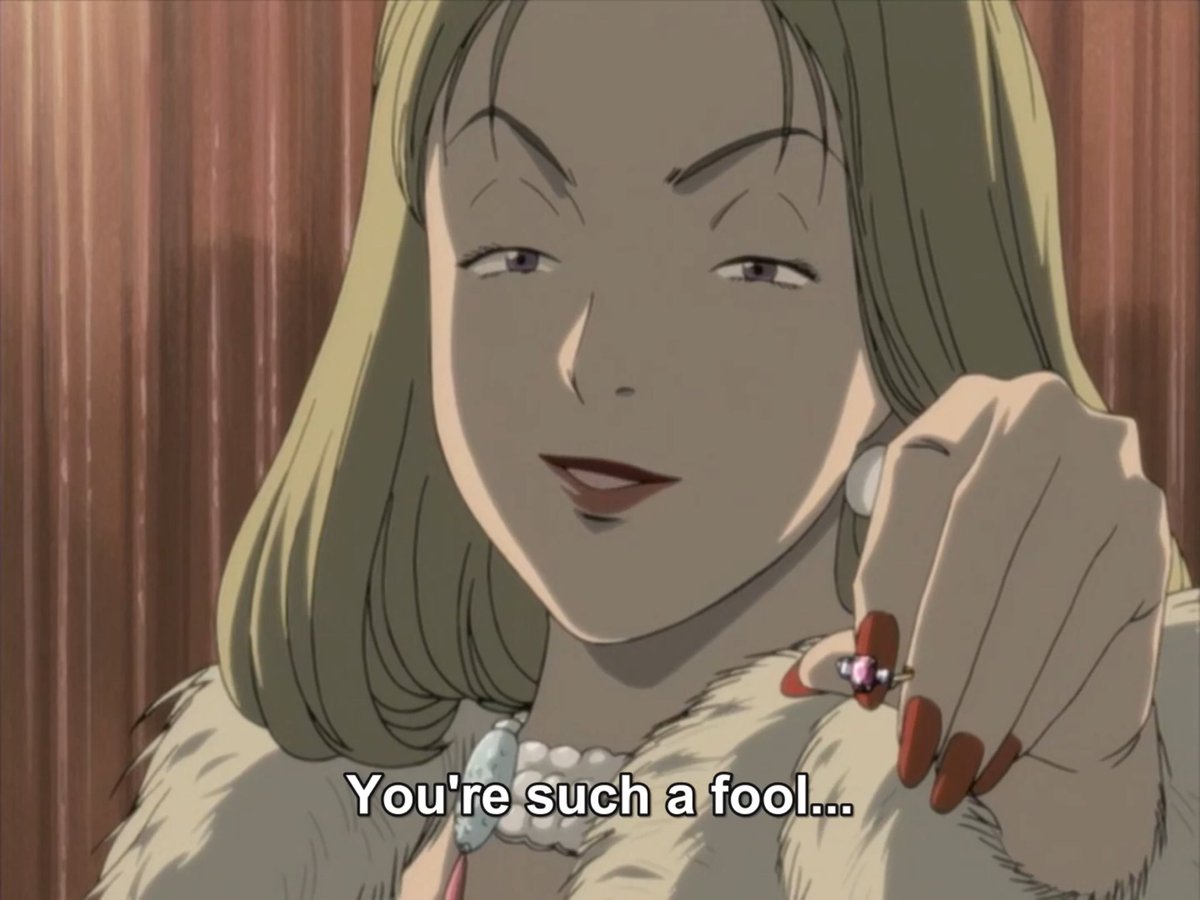 Episode 2-DownfallIt shows the consequences of his decision to stick to his morality very well, as well as giving even more compelling characterisation to Tenma. Anna adds to the intrigue of Johan through repeating “kill him” over and over, it furthers the themes about the-