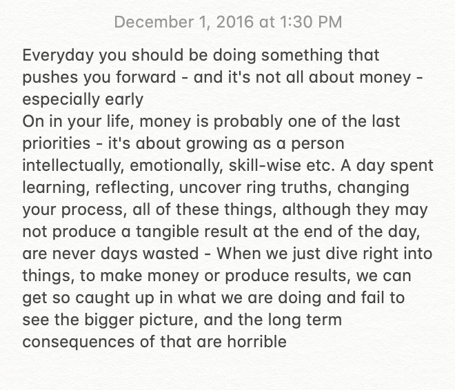 Dec 2016 - On prioritizing growth over money early on in your career