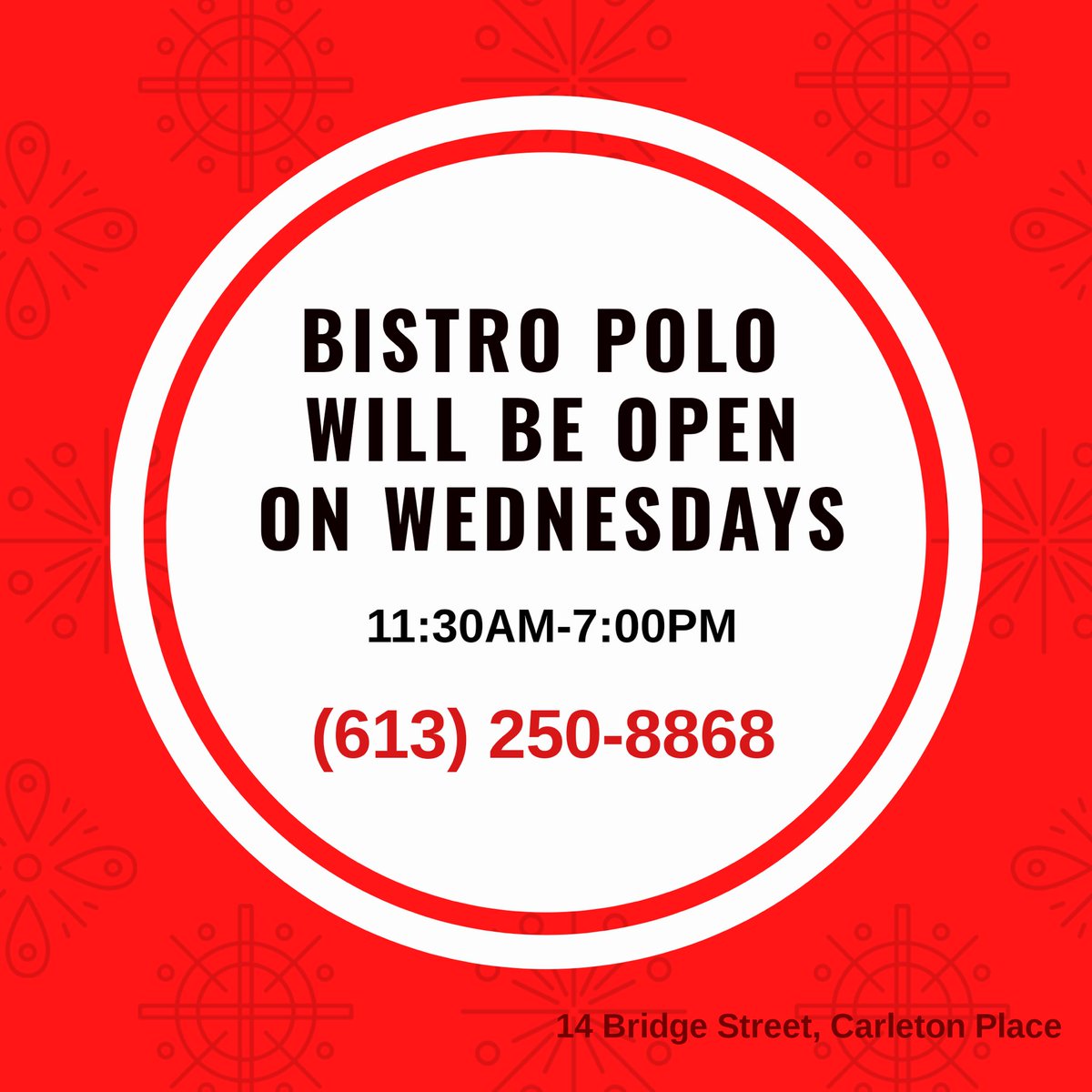 bistro_polo's tweet photo. 🎉Hooorah!! We've extended our operational days and have added Wednesdays to serve you our homemade food! So stop on by for take-out or curb side pick up ☺️
.
We will be open on Wednesdays from 11:30am-7:00pm
.
#bistropolo #carletonplace #ottawa #polishfood #europeanfood https://t.co/SID3sClx6A