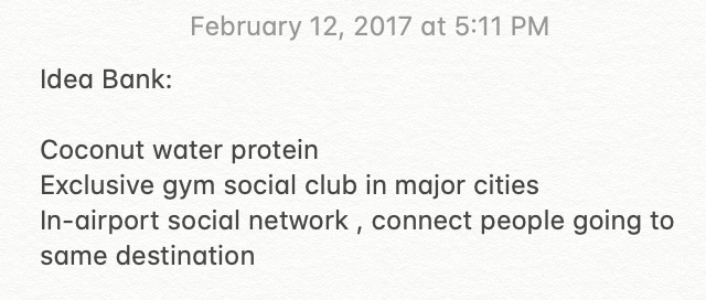 Feb 2017 - Idea Bank (3 ideas I was mulling at the time) Cool to see  @SohoHouseGroup going deeper on point 2