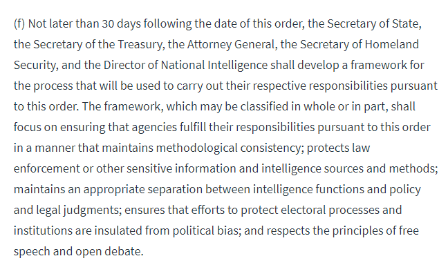 Note this also: the infrastructure to carry out this 2018 election interference EO was created more than 2 years ago. All the relevant agencies and departments began putting the process into place within 30 days of Trump writing this EO back in 2018.