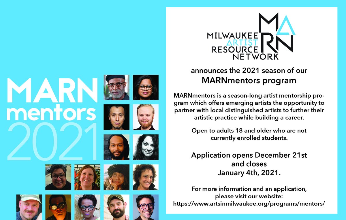 marn_arts's tweet photo. Don't forget to let your artist friends who might need some mentoring know that our MARNmentors program applications are open now through January 4! 
For more info:
https://t.co/179MCGnG57 https://t.co/J4NHlM28VI
