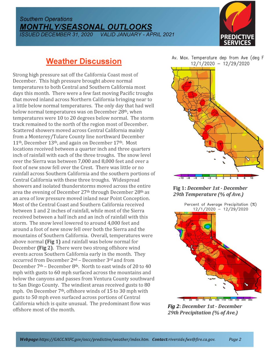 JhawkFire's tweet photo. 1/2 #SoCal #SoOps #PredictiveServicesOutlook #Wildfire Jan-Apr2021 #FireWeather #FireFuels #FireBehavior https://t.co/S61aL2xMV3 @sawti_forecast @NWSLosAngeles @NWSSanDiego @RichIMET https://t.co/6ha1Dl64lz