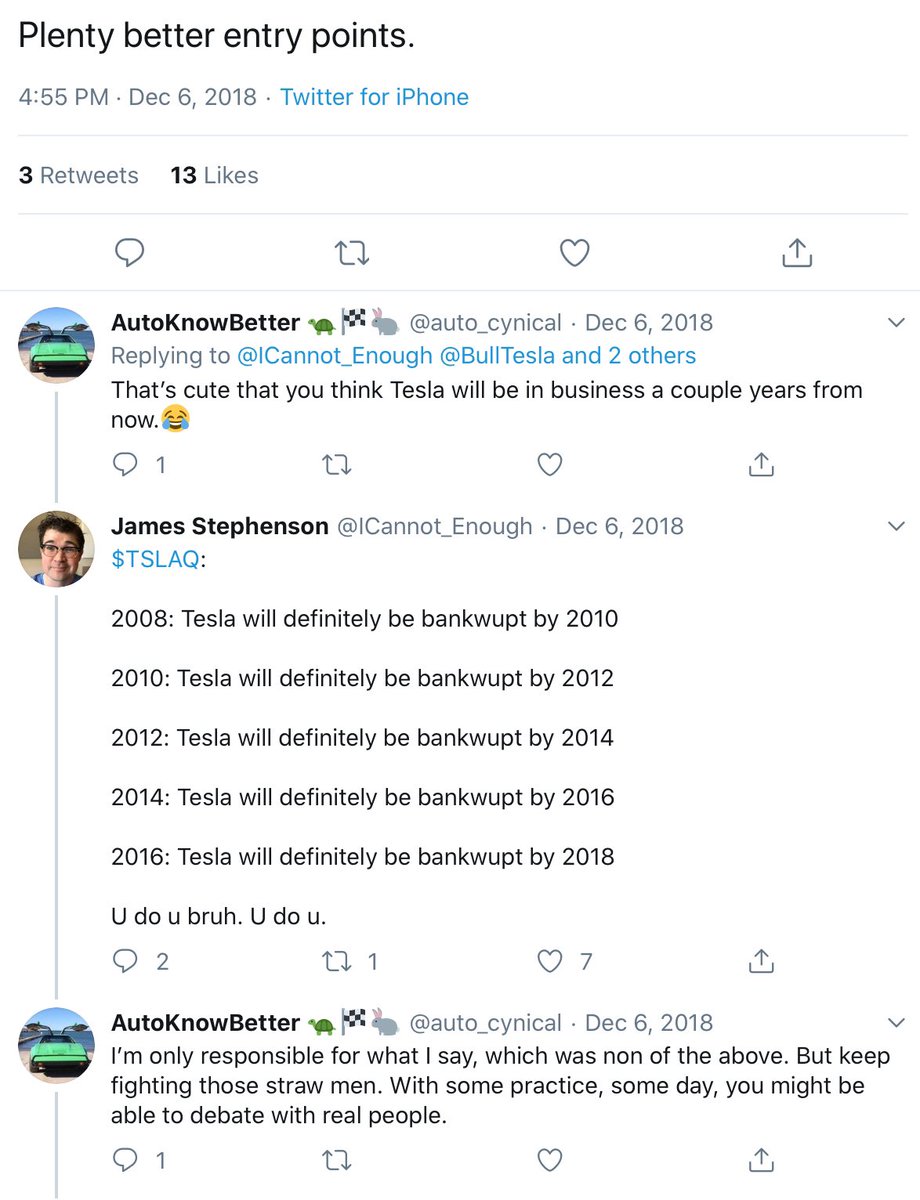  @auto_cynical :“That’s cute that you think Tesla will be in business a couple of years from now.”