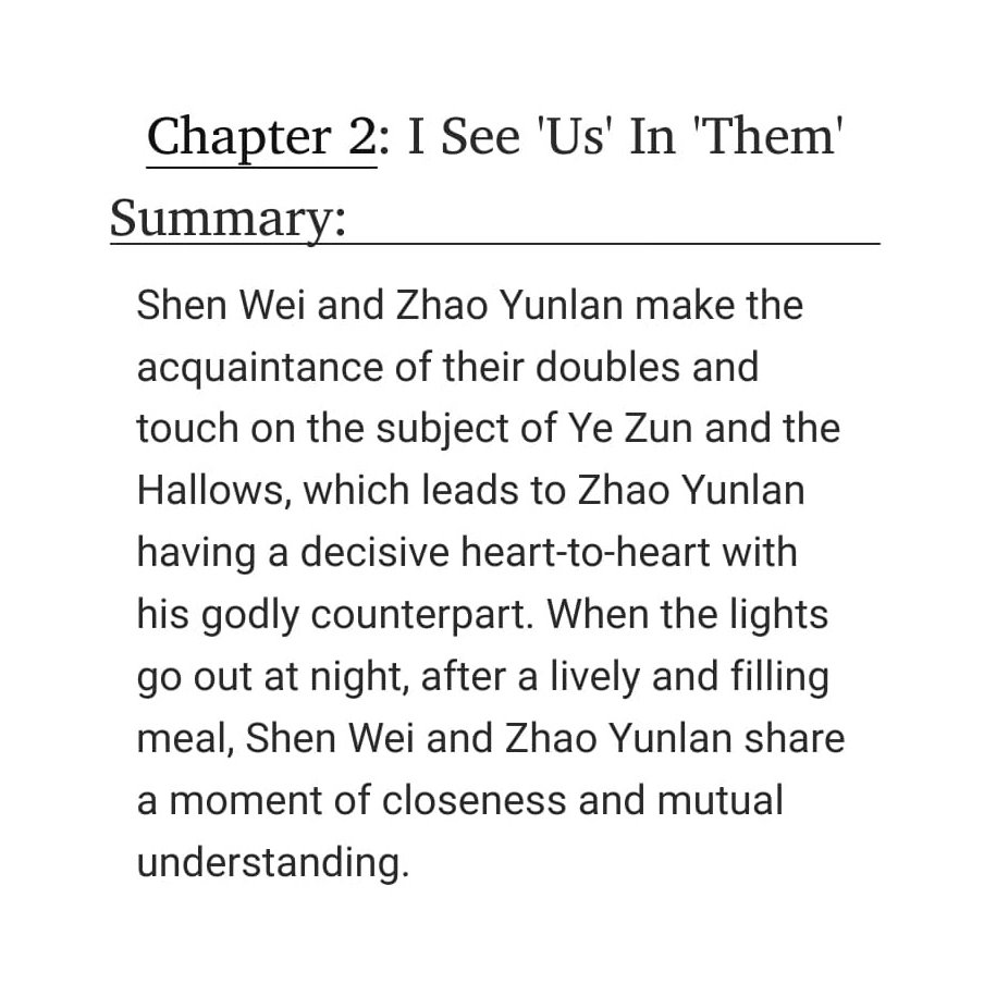 #ZHENHUNBIGBANG✨
Drama Meets Novel in "Dichotomiae"
Chapter 2: Shen Wei and Zhao Yunlan explain their situation to their doubles, who offer to help them. The lovebirds' happiness stirs feelings... What if 'they' could have this too?
#guardian #weilan
READ>archiveofourown.org/works/28315266…