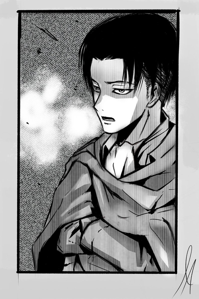 Yellectronixart's tweet photo. I tried to replicate a manga panel from Hajime Isayama, the man, the myth, the LEGEND.

#leviackerman #levi #rivailleackerman #ackerman #AttackOnTitan #AttackonTitanFinalSeason #ShingekiNoKyojin #ShingekiNoKyojinTheFinalSeason #mangaart #mangastyle https://t.co/ElUWbVY6gV