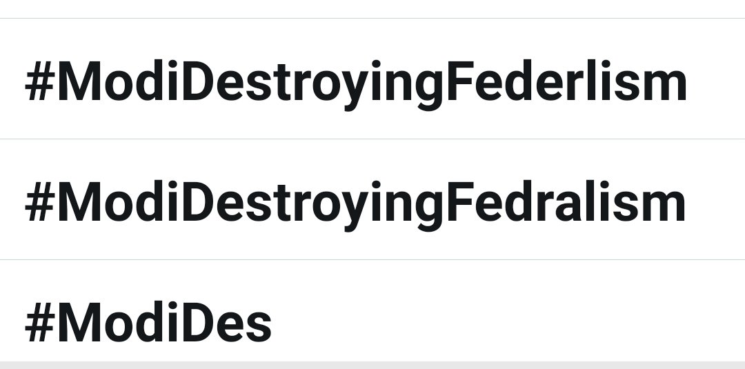 Whenever farmers use a hastag, and its in trending. BJP IT cell creates same hastag but smartly changing one or two words in spelling. Many of us selects wrong hastag. Please read properly before selecting any hastag.
#ModiDestroyingFedralism