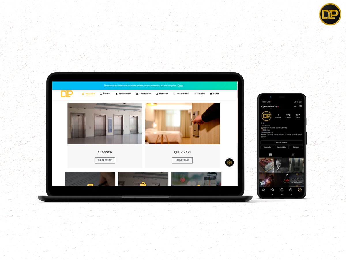 DLP Asansör olarak twitter, instagram, facebook ve web sitemiz üzerinden hizmet vermekteyiz.