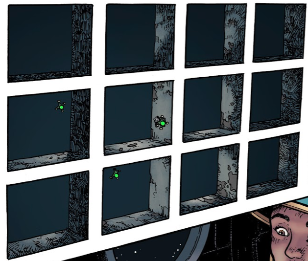 I'd like to take a moment here to say Chris Burnham is a fucking amazing artist. Just the detail on these grates, the way it turns into a grid and what that means in the comic book medium, just everything about this is amazing.