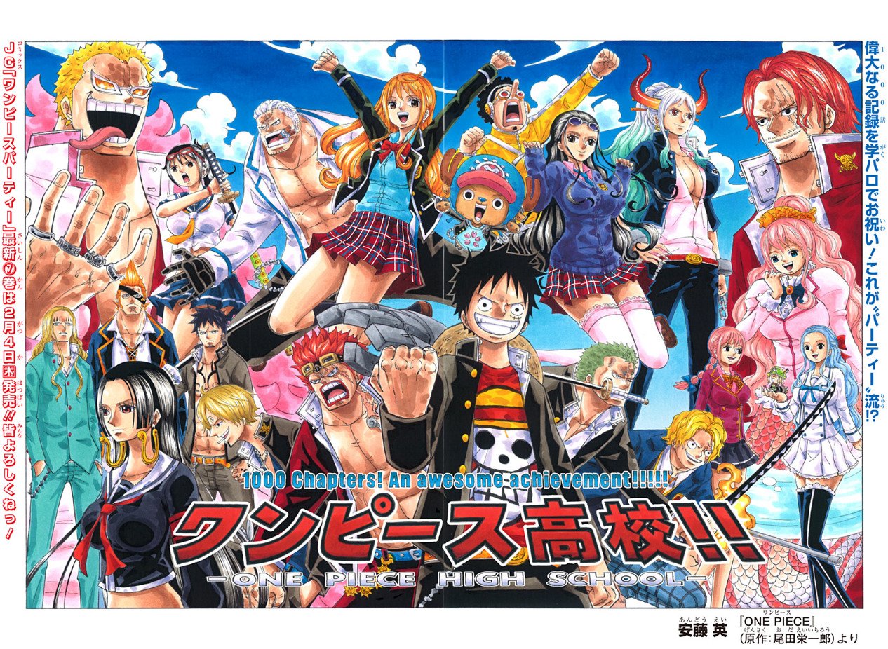 Twitter 上的shonen Jump News Unofficial One Piece High School Special Spread For One Piece S Chapter 1000 In Shonen Jump App T Co 6b6tbvprjj Twitter