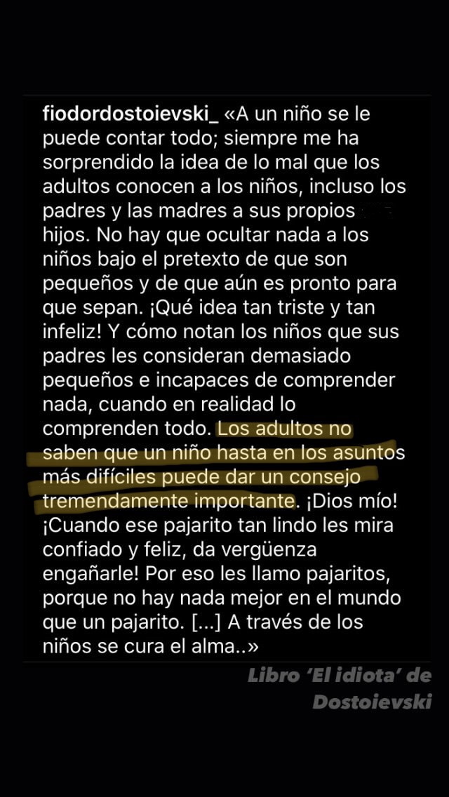 AitorFe's tweet photo. Dostoievski: « Los adultos no saben que un niño (...) puede dar un consejo tremendamente importante » 

🧒🏽👁👂🏽👏🏽

Fuente: https://t.co/ZPqsdixFiv https://t.co/1byp03TSbH