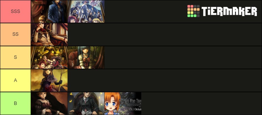 Anyways, I'll be jumping into Higu 2 right away and I'm looking forward to it. Here's my current WTC tier list, I thought it would be fun to update this as I made my way through Higu