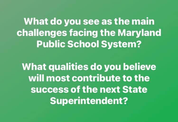 Have you shared your thoughts about the <a href="/MdPublicSchools/">Maryland State Department of Education</a> State Superintendent Search? Take the online survey and register for this week’s virtual public comment forums online: greenwoodsearch.com/maryland-forum…