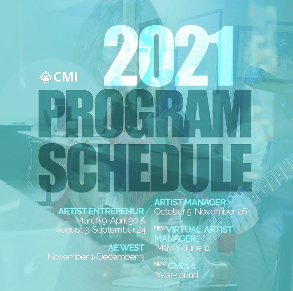 strutent's tweet photo. Exciting news! @CMincubator's 2021 Program Schedule is now open. Applications for new #CMI programs are now open including: Virtual Artist Manager + CMI 1-1 & core programs: #CMIAE, #CMIAM, #AEWest π» Learn more at https://t.co/l4FHVgj7pQ. #MusicBusiness #MusicIndustry https://t.co/6ie3DxIAZv