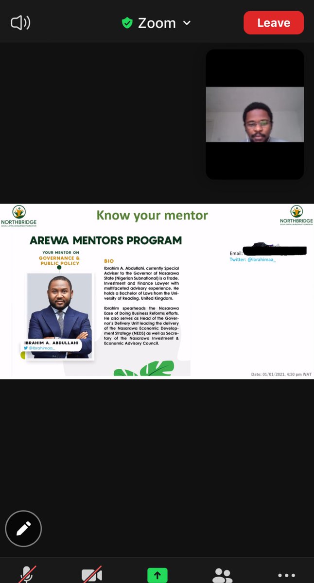 Our mentor on Governance, <a href="/Ibrahimaa_/">Ibrahim A. Abdullahi</a> telling the mentees how excited he is to be a part of the program because he also is a product of good mentorship. #ArewaMentors