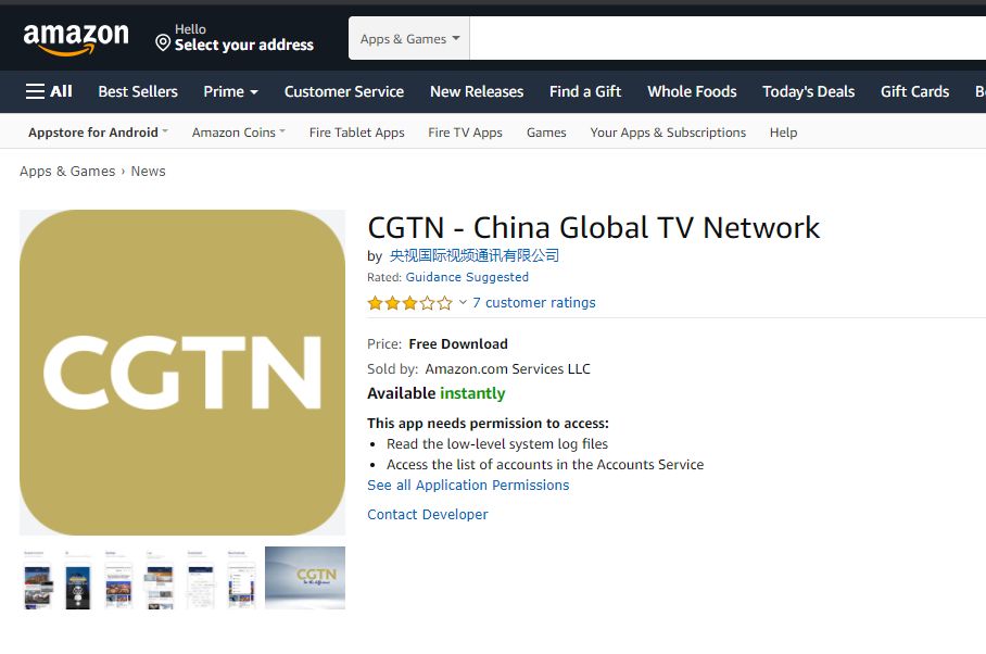 Below it is decribed on Amazon's website. Here are a few of the technical details about what users can expect from subscribing to CGTN. https://www.amazon.com/CGTN-China-Global-TV-Network/dp/B01M0XRD14