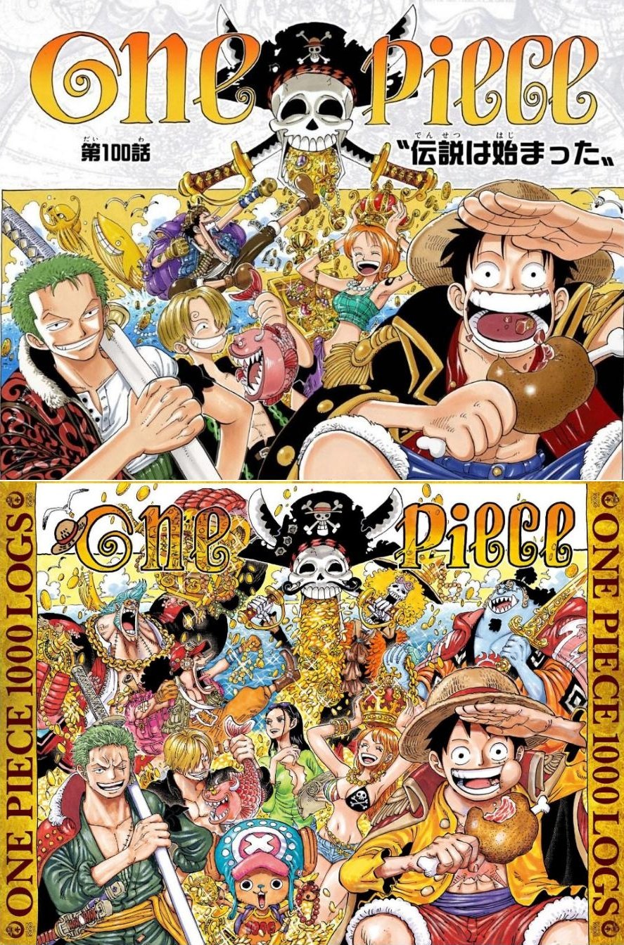 Twitter 上的 まな One Piece 連載 1000話 到達 記念イラストは第100話 伝説は始まった のセルフオマージュ 100話 1999年8月10日 本誌掲載 1000話 21年1月4日 本誌掲載 21年半の歴史の重み Onepiece ワンピース Onepiece1000logs T Co