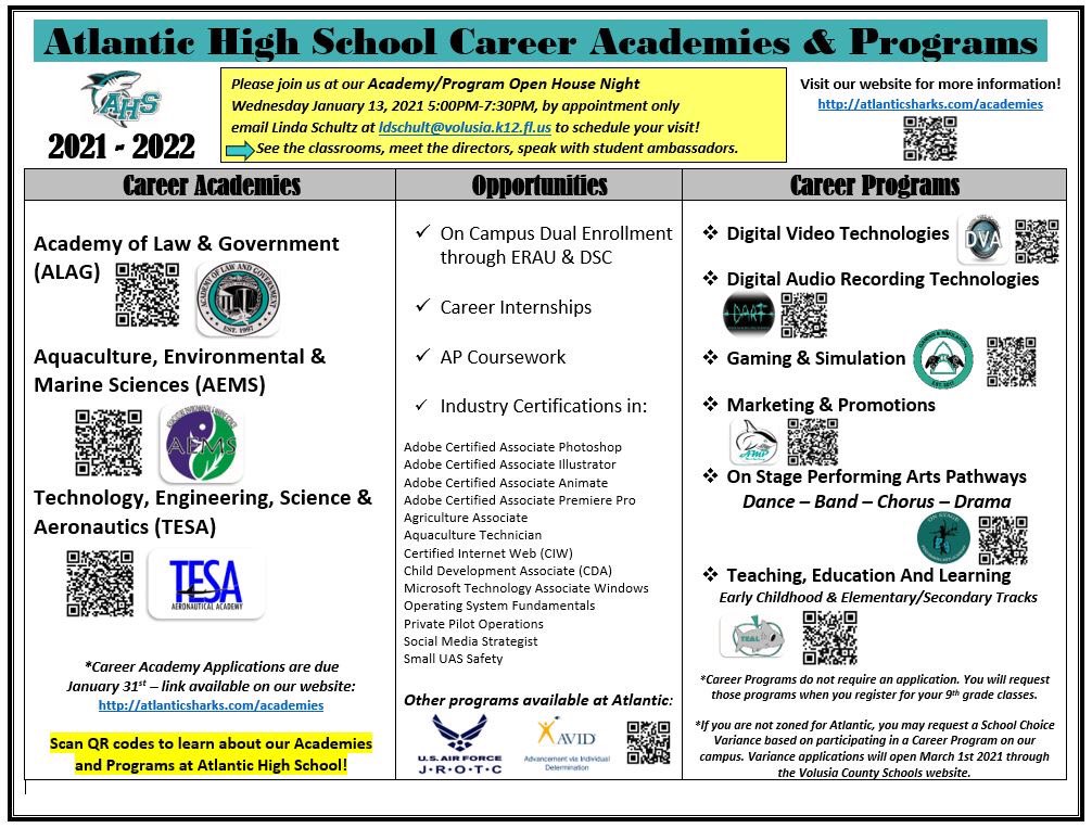 Atlantic High School (@sharksahs) on Twitter photo Have an 8th grader that’s looking for incredible opportunities during their high school experience? Check out the Academies & Programs of Atlantic! Spread the word, Sharks 🙌🏼🦈 #schoolofopportunity #finsWAYup <a href="/ATL1SHARK/">Dr. Stephen C. Hinson</a> Have an 8th grader that’s looking for incredible opportunities during their high school experience? Check out the Academies & Programs of Atlantic! Spread the word, Sharks 🙌🏼🦈 #schoolofopportunity #finsWAYup <a href="/ATL1SHARK/">Dr. Stephen C. Hinson</a>