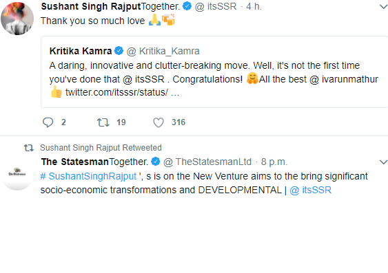Some of retweets of SSR from 18th May 2018