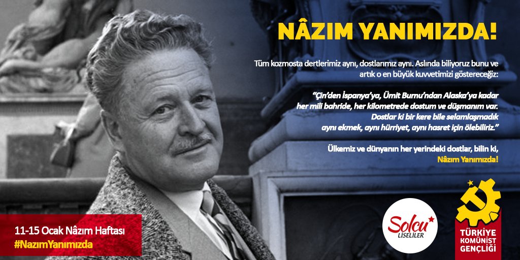 TKGninsesi's tweet photo. 🚩2021'e Nâzım ile başlıyoruz.

Yeni yıl bize ne gösterecek bilinmez ancak bizim yeni yıla göstermemiz gerekenler var.

Ülkemiz ve dünyanın her yerindeki dostlar, bilin ki, #NazımYanımızda ! https://t.co/bVoUzu2sUL