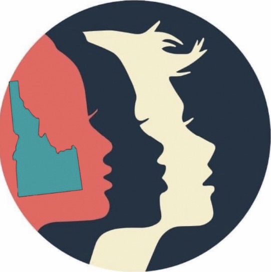 Idaho Womxn's March 2012 logo on left. Image from 2020 Idaho Women's March on right w/women carrying signs that say, "BABE VOTE" & "TheFuture is Female."