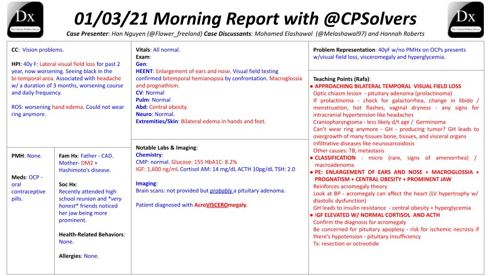 Brain-Eye love relationship is one of the most beautiful things in the world. Everytime I see a bitemporal hemianopsia my step1 brain goes... ok, pituitary ademona. And then my heart goes through all of these thoughts. A of peri and post VMR Reflections.