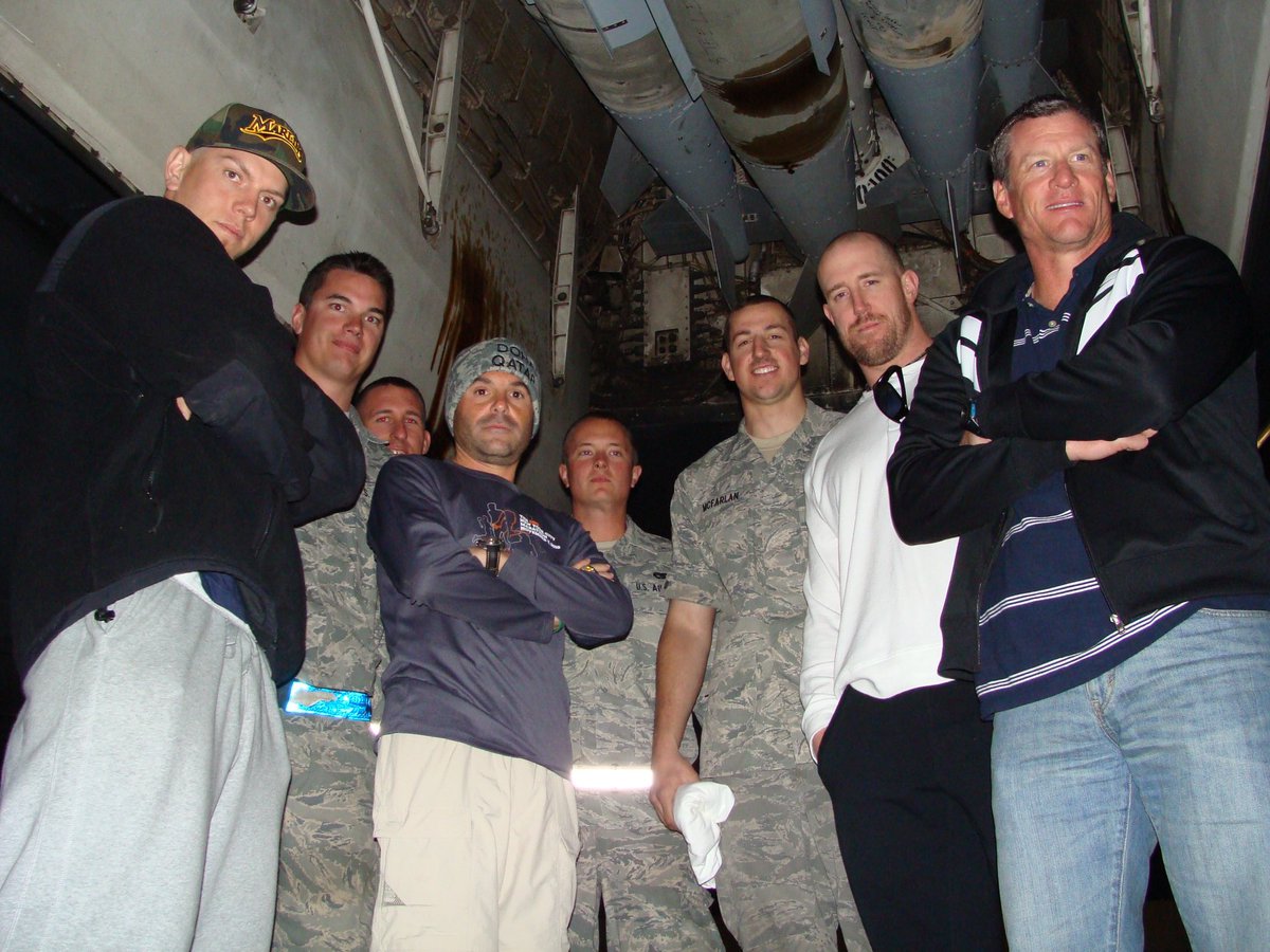 DavidPSamson's tweet photo. Still wearing Wiesbaden sweatshirt from visiting the troops in Bahrain, Qatar and Frankfurt in 2011. Thank you to all members of the Armed Forces. We appreciate you more than you know. And more than we say. @jic9er #LoganMorrison #JohnBuck #AndreDawson #othermemebersofthemarlins https://t.co/1L4aWWXk55