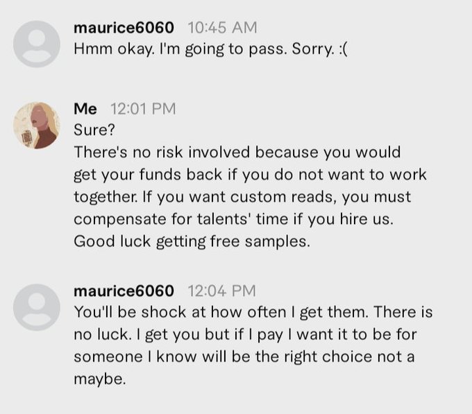#voiceactors STOP GIVING THESE SCAMMERS FREE READS. https://t.co/9aP7ol88UJ<a href="/tag/voiceactors"class="tags">#voiceactors</a>