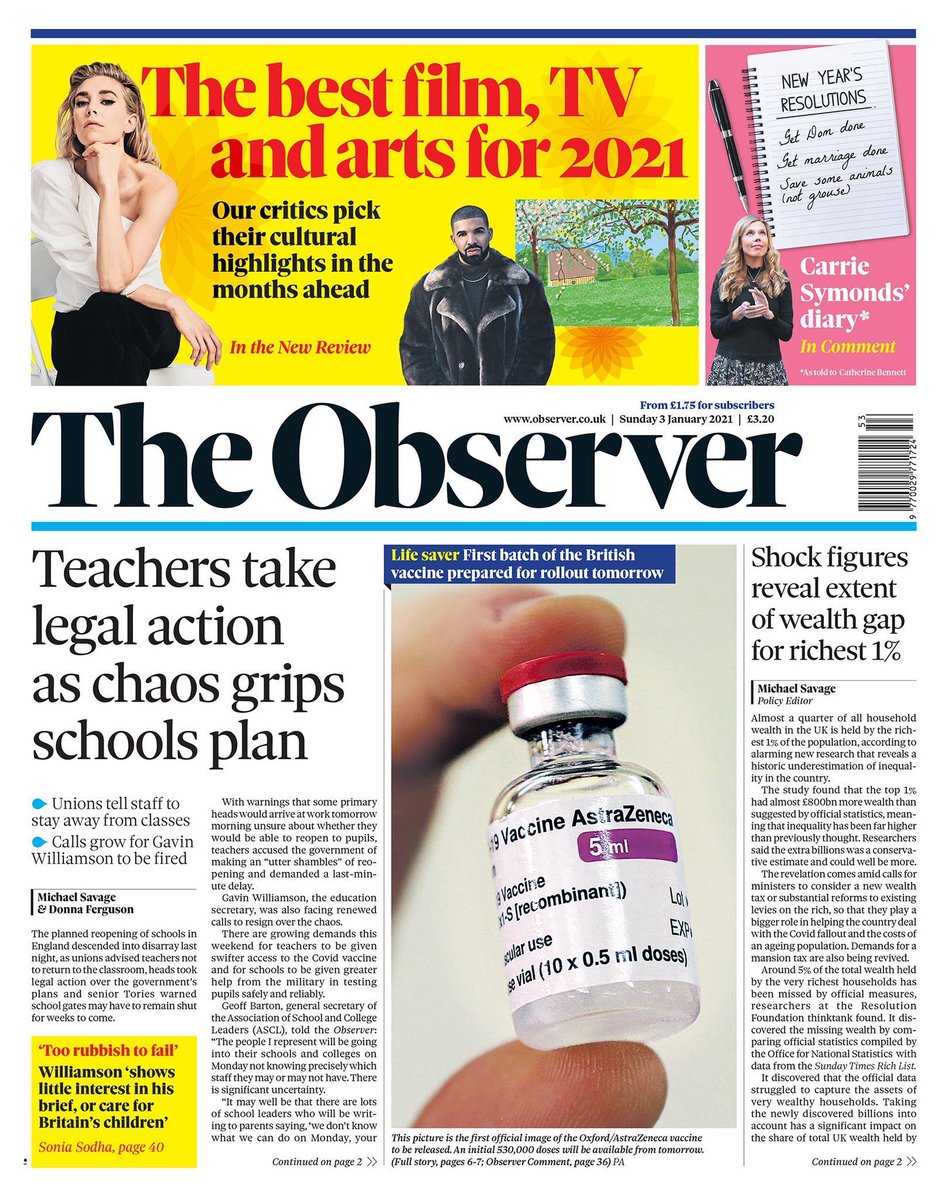 If you prefer your reading in newspaper form you can check out the front page of today’s  @ObserverUK or open up the  @thesundaytimes  https://www.thetimes.co.uk/edition/business/taxman-missing-out-on-800bn-from-richest-housebolds-63g6p28s6